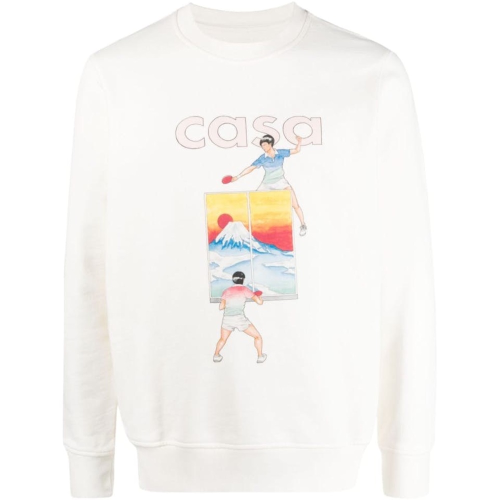 Casablanca Tennis Club White Graphic Men's Sweater